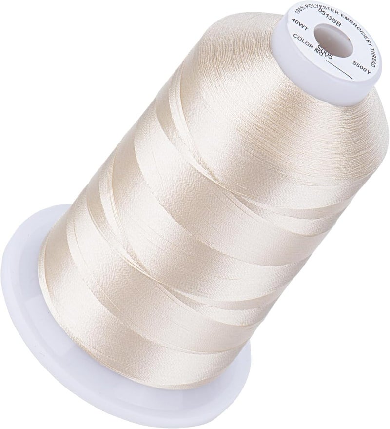 simthread 5500Yds Embroidery Thread, 5000M High-Yardage 40WT 100% Polyester Thread – 170+ Vivid Colors, High-Speed Rated – Compatible with Brother, Singer, Janome & More - Antique Lace S005 - Image 1